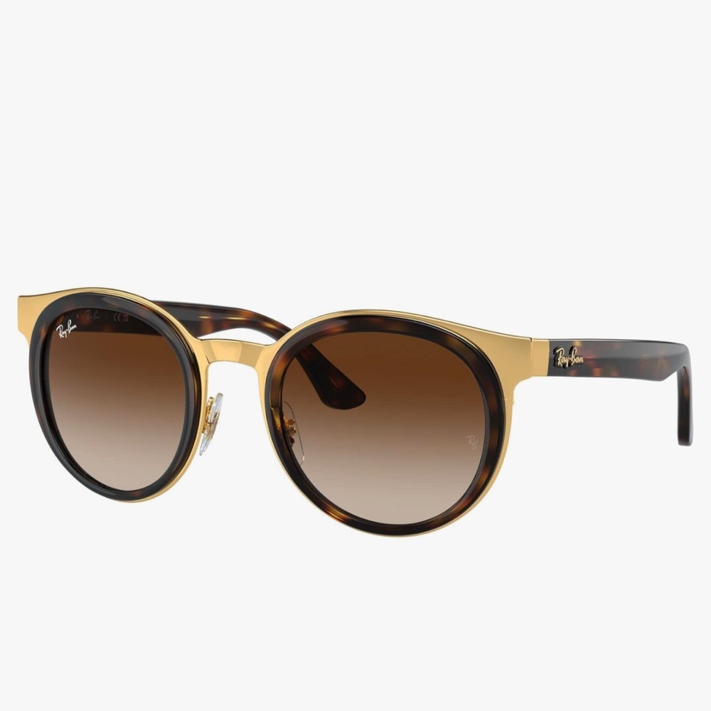 Ray-Ban RB3710 Bonnie Round Sunglasses, Havana on Gold/Gradient Brown, 50 mm